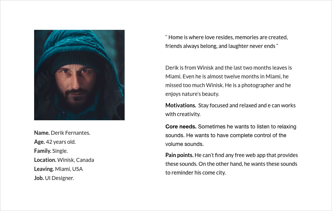 Derik Fernantes the user persona of relaxingsounds