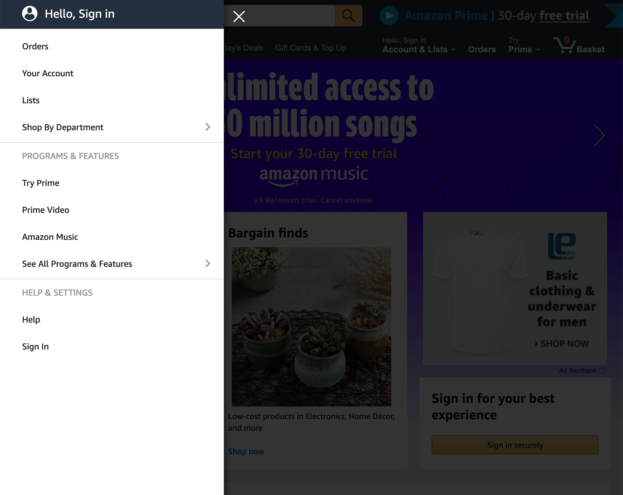 The Vertical Sidebar of Amazon The Vertical Sidebar of Amazon
