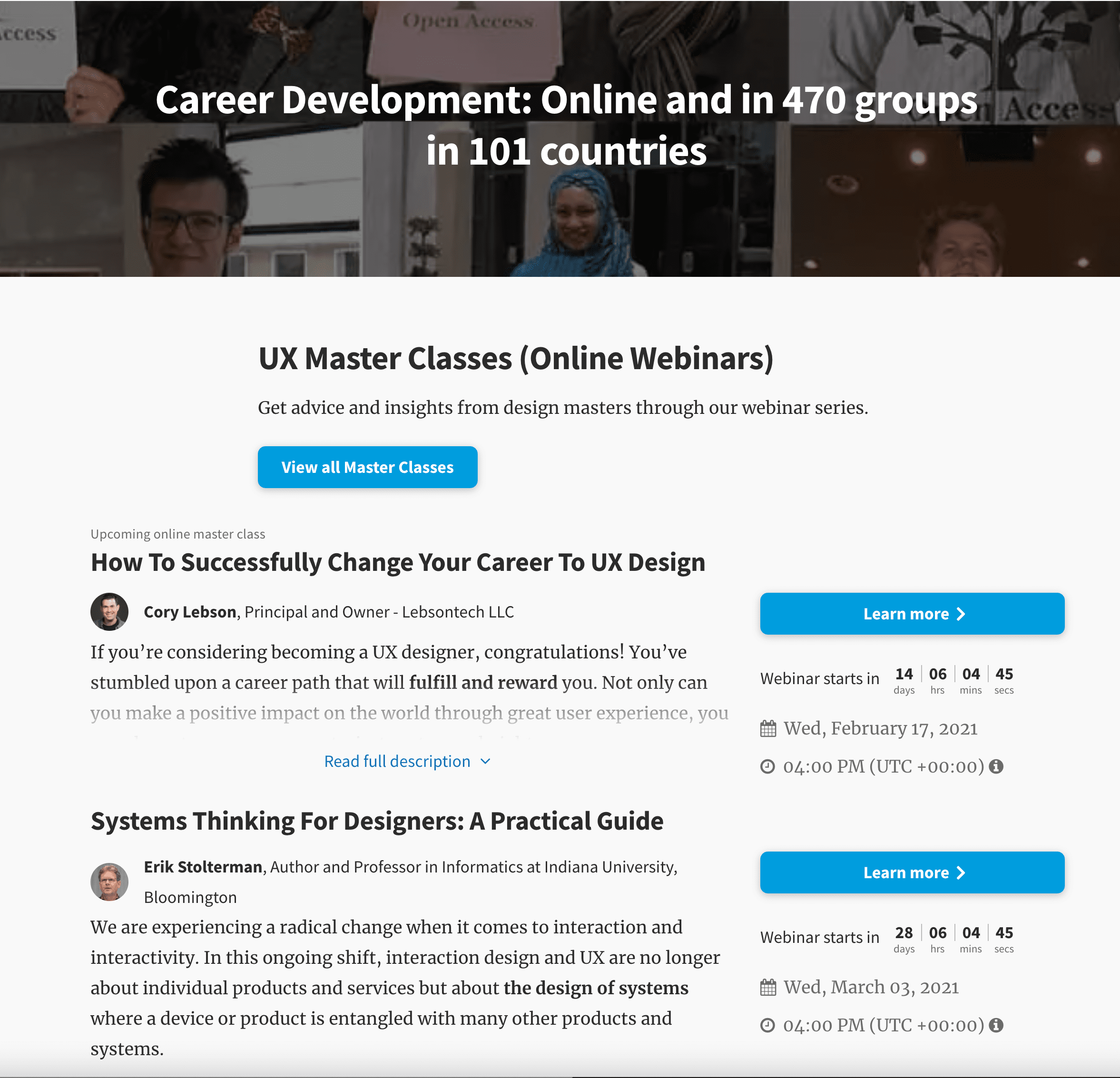 The UX Master Classes. Attending in Webinar
