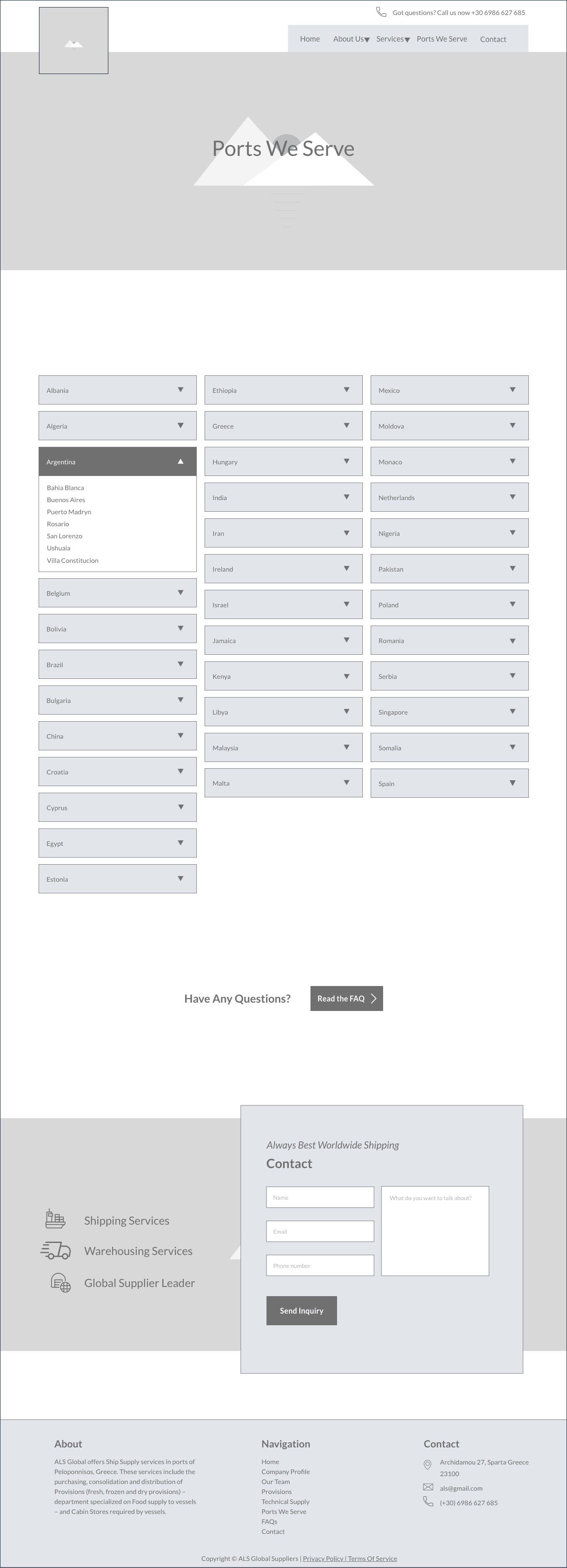 The Mockup Page Of Ports